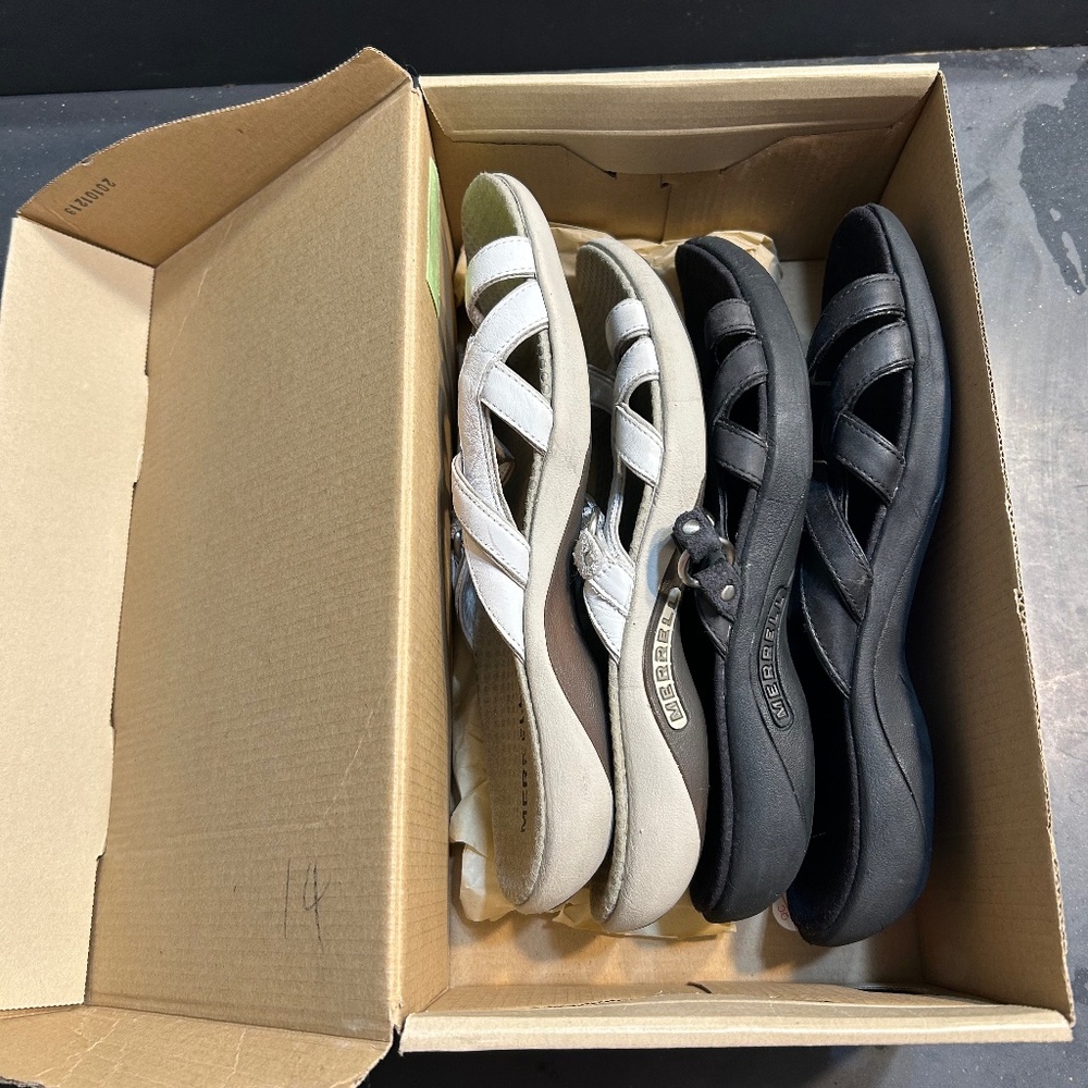 2 Pairs - Black and White - Merrell Woman's Sandals Size 8